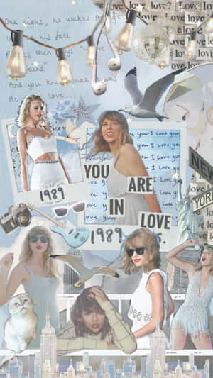 Taylor Swift Collage Preppy Style Wallpaper