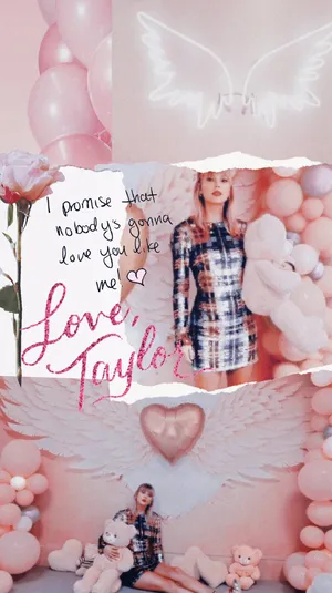 Taylor Swift Pink Aesthetic Collage Wallpaper