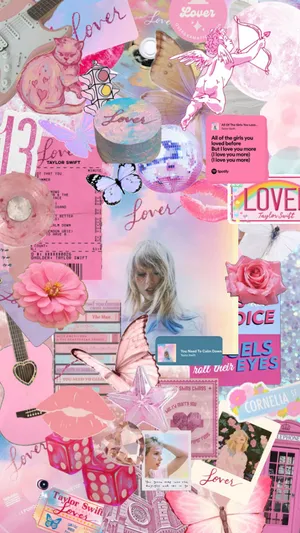 Taylor Swift Pink Aesthetic Collage Wallpaper