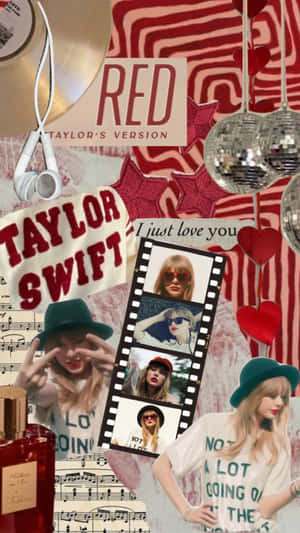 Taylor Swift Red Aesthetic Collage Wallpaper