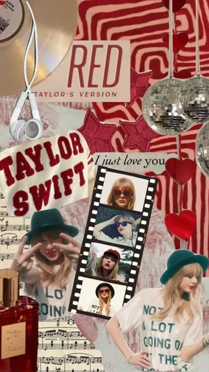 Taylor Swift Red Aesthetic Collage Wallpaper