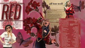 Taylor Swift Red Aesthetic Collage Wallpaper