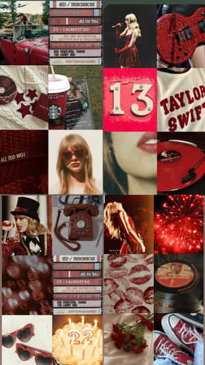 Taylor Swift Red Aesthetic Collage Wallpaper