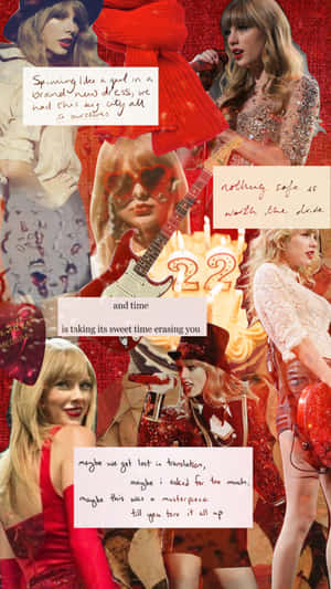 Taylor Swift Red Collage Aesthetic Wallpaper