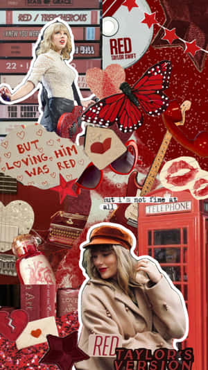 Taylor Swift Red Collage Aesthetic Wallpaper