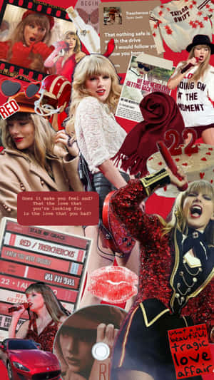 Taylor Swift Red Collage Aesthetic Wallpaper