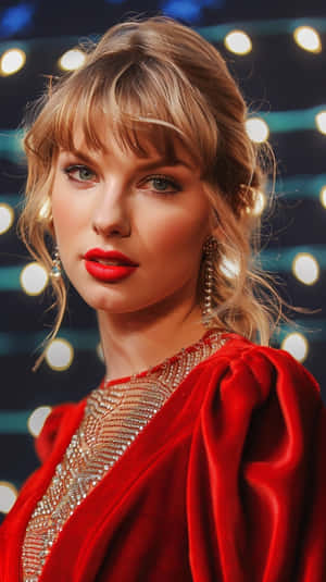 Taylor Swift Red Dress Christmas Lights Wallpaper