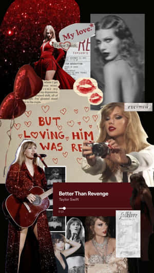 Taylor Swift Red Era Collage Wallpaper