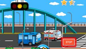 Tayo And Friends At Traffic Light Wallpaper