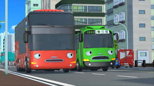Tayo And Friends On Road Wallpaper