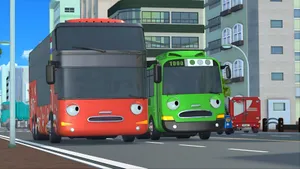 Tayo And Friends On Road Wallpaper