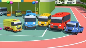 Tayo And Friends On Track Wallpaper