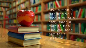 Teacha Manto Fish Education Quote Wallpaper