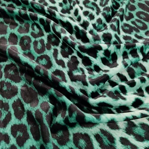Teal Black Leopard Print Fabric Wallpaper