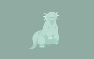 Teal Colored Cute Axolotl Minimalist Art Wallpaper