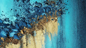 Teal Gold Abstract Artwork Wallpaper