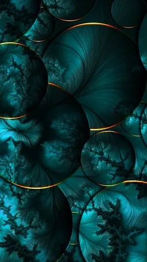 Teal Gold Fractal Art Wallpaper