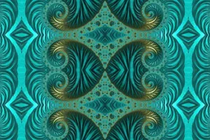 Teal Gold Fractal Pattern Wallpaper
