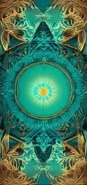 Teal Gold Mandala Art Wallpaper