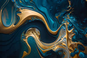 Teal Gold Marble Abstract Wallpaper