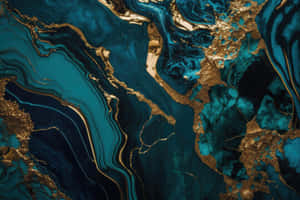 Teal Gold Marble Texture Wallpaper