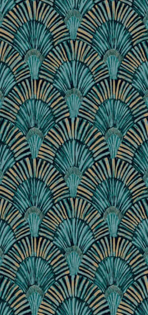 Teal Gold Shell Pattern Wallpaper