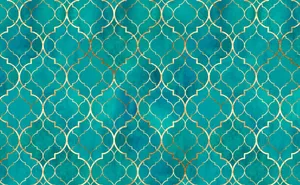 Teal Moroccan Tile Pattern Wallpaper