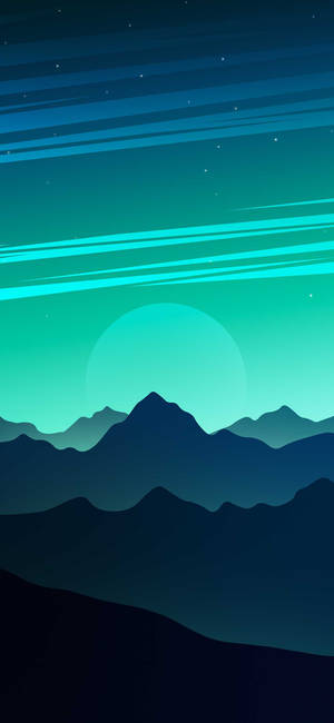 Teal Sky Over Mountains Ios 16 Wallpaper