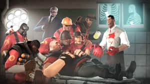 Team Fortress 2 Characters Showcasing Their Unique Abilities Wallpaper