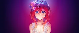 Tearful Anime Girlwith Red Hair Wallpaper