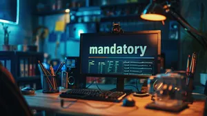 Tech Workspace Mandatory Sign Wallpaper