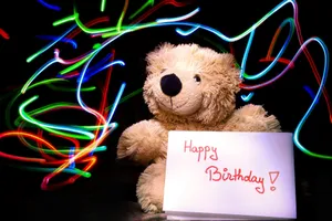 Teddy Bear Birthday Wishes Light Trails Wallpaper