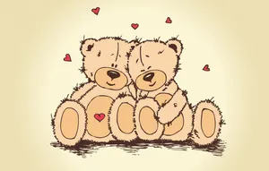 Teddy Bears Cute Valentines Digital Artwork Wallpaper