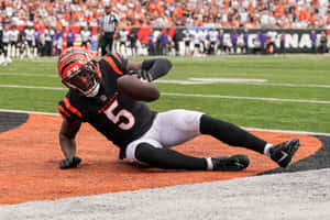 Tee Higgins Cincinnati Bengals Touchdown Celebration Wallpaper