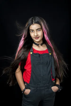 Teenage Girl Pink Highlight Hair And Jumper Wallpaper