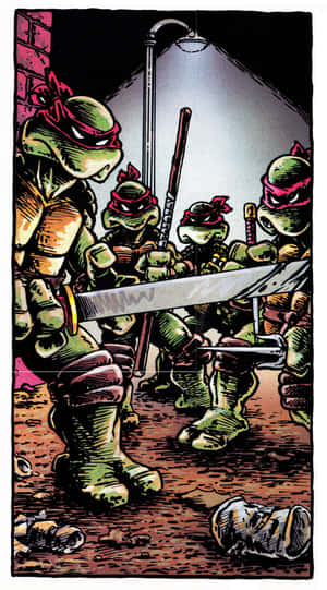 Teenage Mutant Ninja Turtles Comic Book With A Menacing Glare Wallpaper