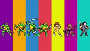 Teenage Mutant Ninja Turtles Pixel Versions Wallpaper