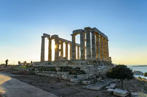 Temple Ruins In Sounion Desktop Wallpaper
