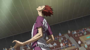 Tendo Satori Soars High In A Volleyball Match Wallpaper