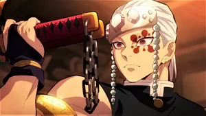 Tengen Uzui - The Sound Hashira Of The Demon Slayer Corps Wields His Dual Swords Wallpaper