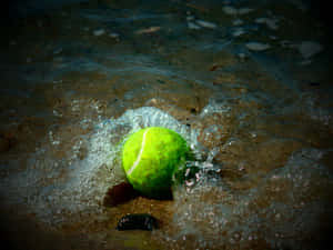 Tennis Ball Against Bright Blue Sky Background Wallpaper