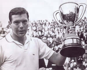 Tennis Champion Trophy Celebration Vintage Wallpaper