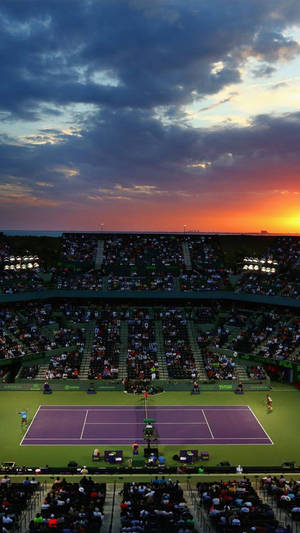 Tennis Court In Stadium Phone Wallpaper