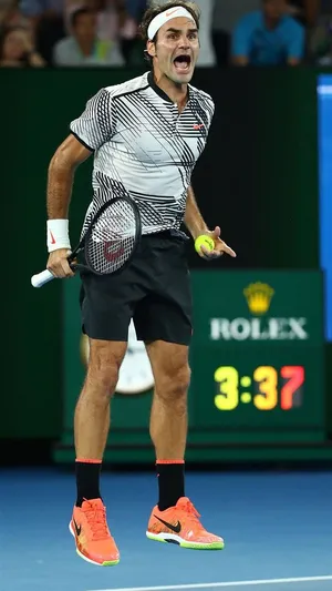 Tennis Player Jumping Nike Iphone Wallpaper