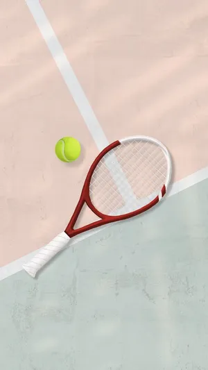 Tennis Racketand Ballon Court Wallpaper