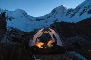 Tent Snowy Mountain Wallpaper