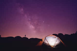 Tent Starry Violet Sky Wallpaper
