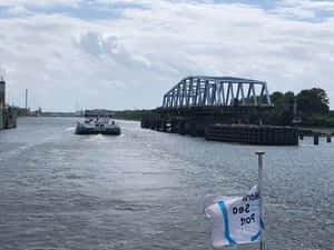 Terneuzen Canal Bridgeand Boat Wallpaper