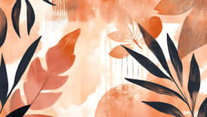 Terracotta Botanical Art Wallpaper