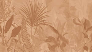 Terracotta Botanical Wall Texture Wallpaper